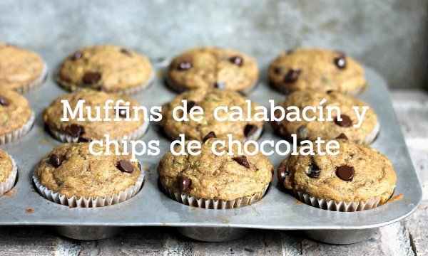 Muffins de calabacín y chips de chocolate